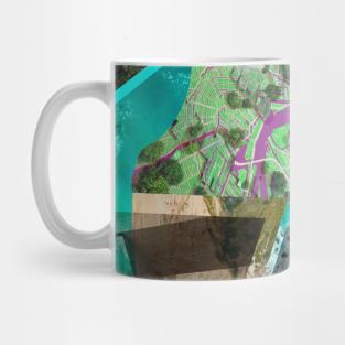 disaster map in architectural city collage ecopop Mug